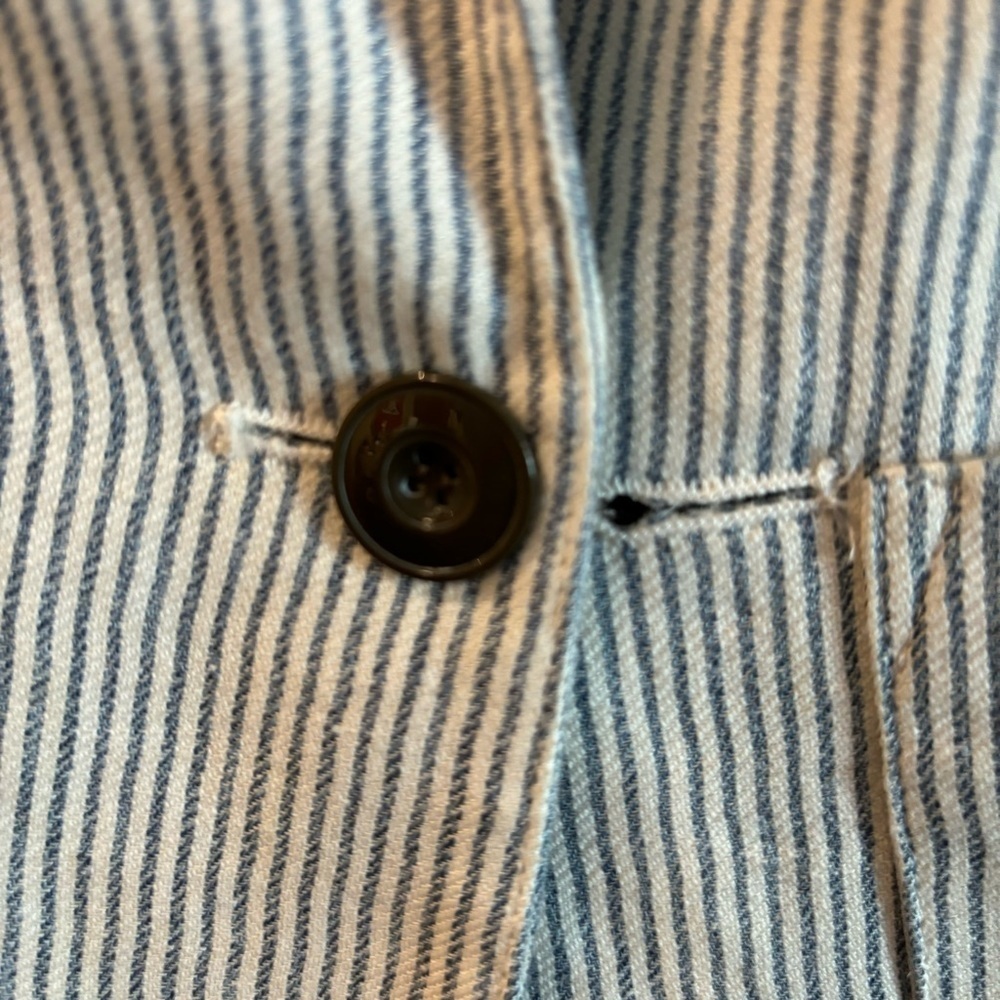 GOLDEN GOOSE DELUX COLLECTION Sz L Pin Stripe 100% Linen Lined Seersucker - Picture 6 of 11